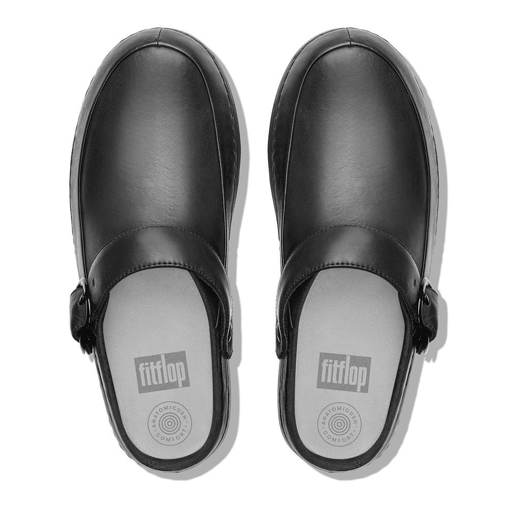 Fitflop Womens Clogs Black - Gogh Pro Superlight Leather - 75DWKNGAV